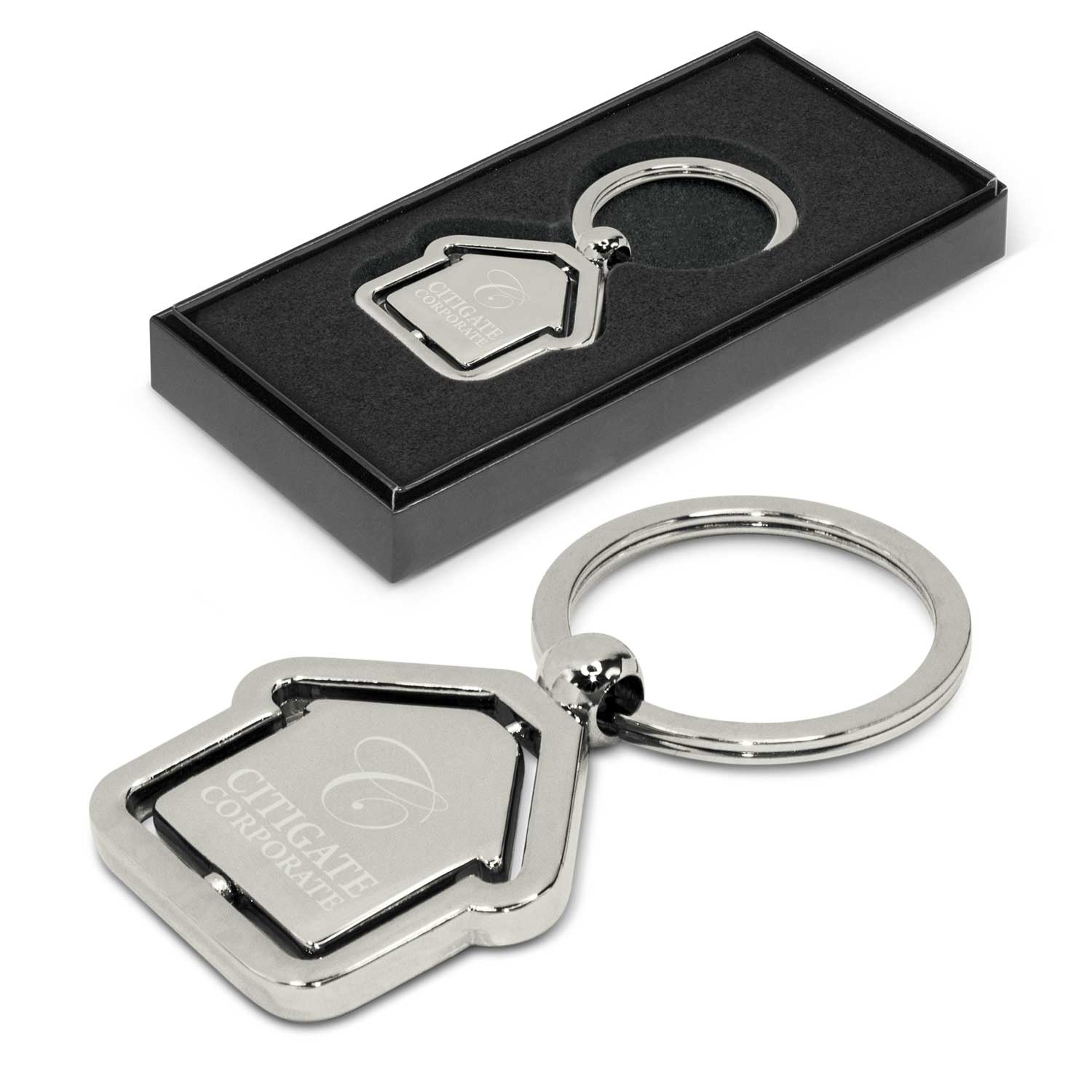 104886 - Spinning House Metal Key Ring