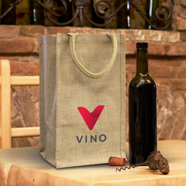 121997 - Jute Four Bottle Wine Carrier - Image 4