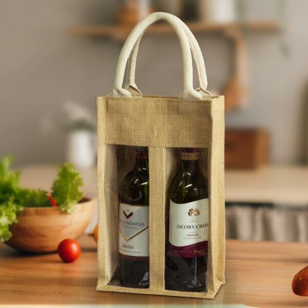 122950 - Serena Jute Double Wine Carrier - Image 4