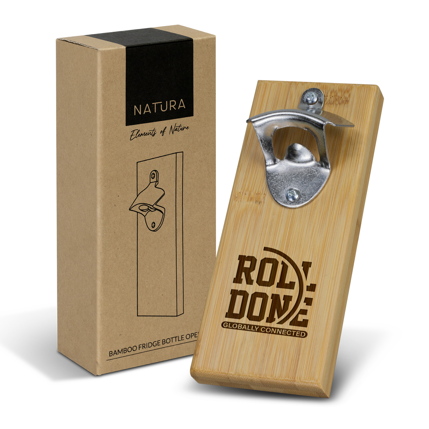 NATURA Bamboo Fridge Bottle Opener - Custom Branded Promotional Products