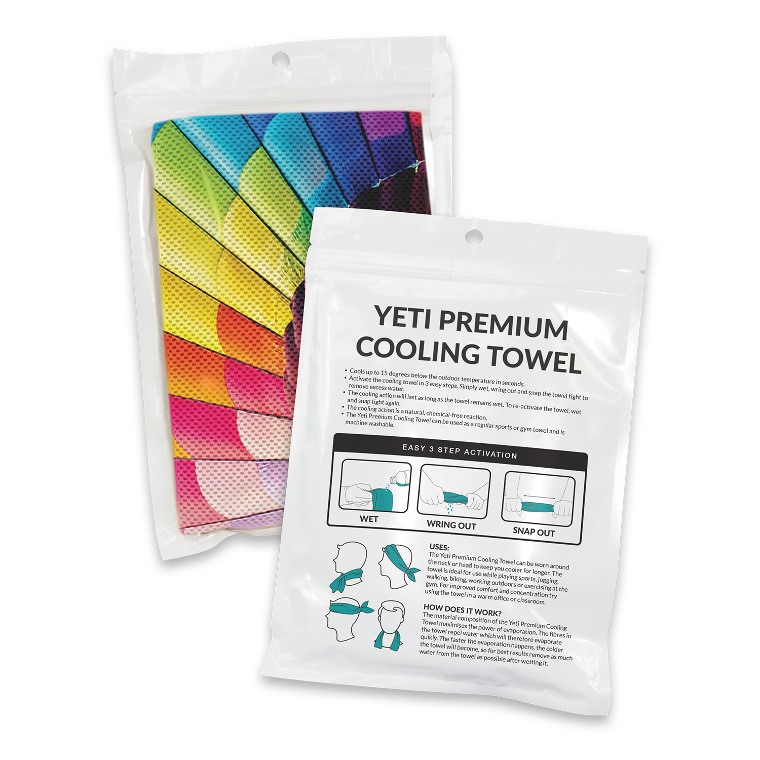 110464 - Yeti Premium Cooling Towel - Full Colour - Pouch - Image 3