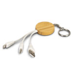 121411 - Bamboo Charging Cable Key Ring - Round - Image 4
