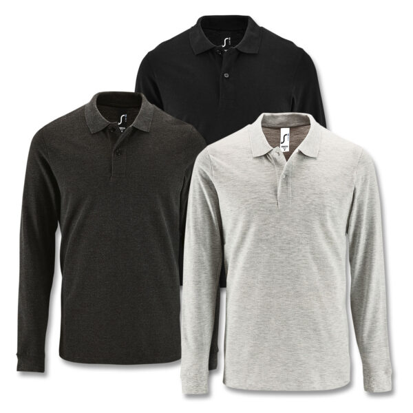 121710 - SOLS Perfect Men's Long Sleeve Polo - Image 3
