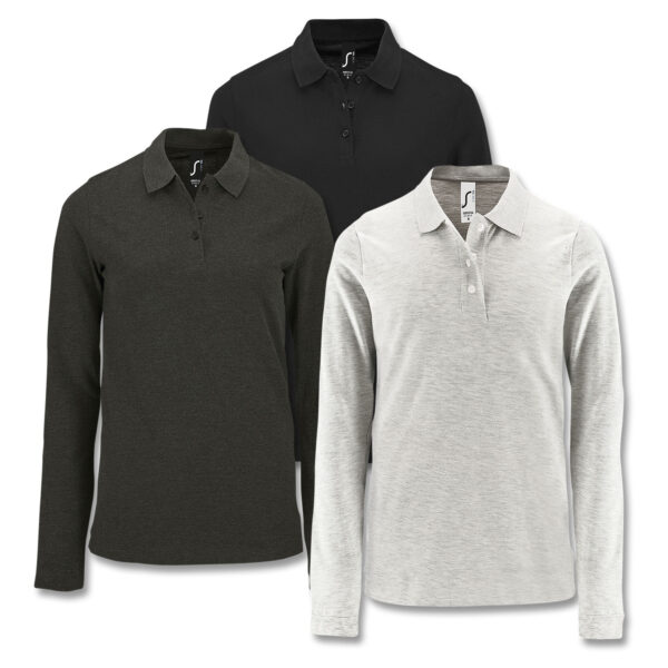 121711 - SOLS Perfect Women's Long Sleeve Polo - Image 3