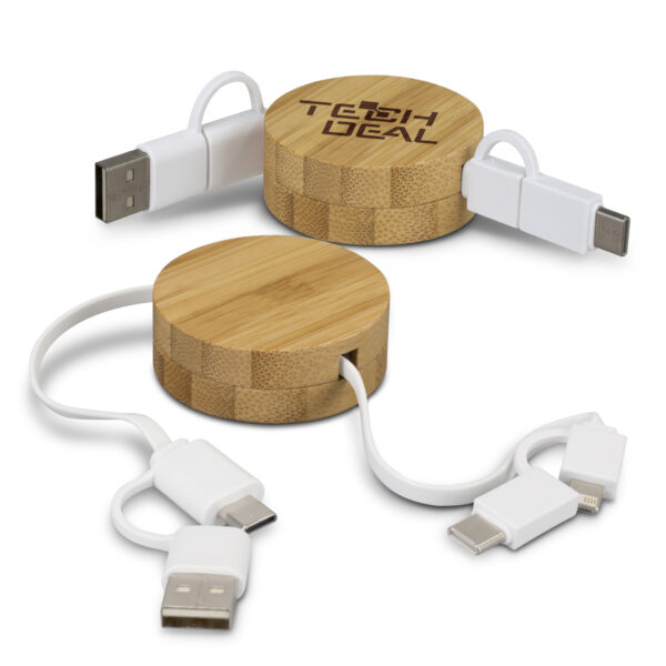 124859 - Bamboo Retractable Charging Cable