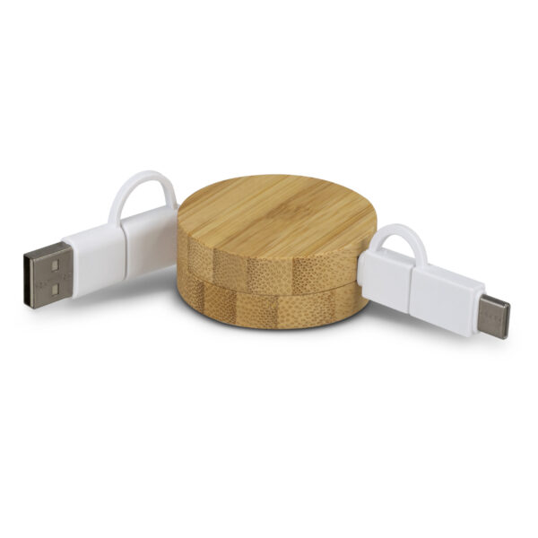 124859 - Bamboo Retractable Charging Cable - Image 2