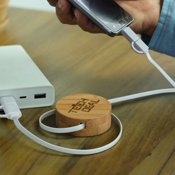 124859 - Bamboo Retractable Charging Cable - Image 5