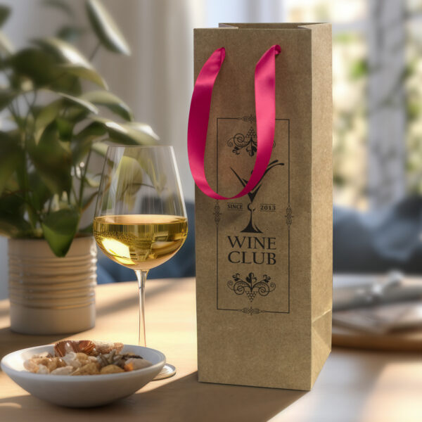 125055 - Champagne Ribbon Handle Paper Bag - Image 4